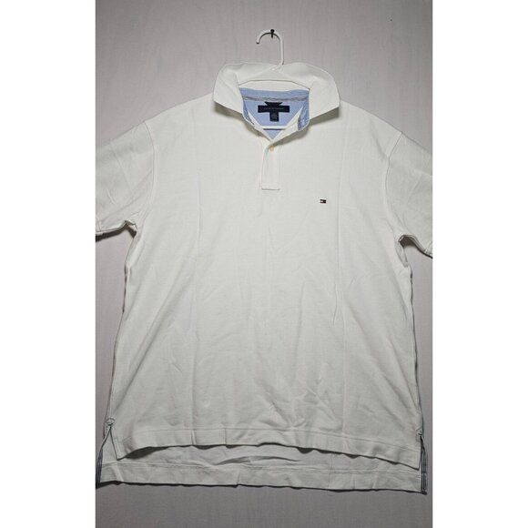 Tommy Hilfiger Polo Shirt Men’s Large White Short Sleeve New Without Tags - Picture 1 of 3